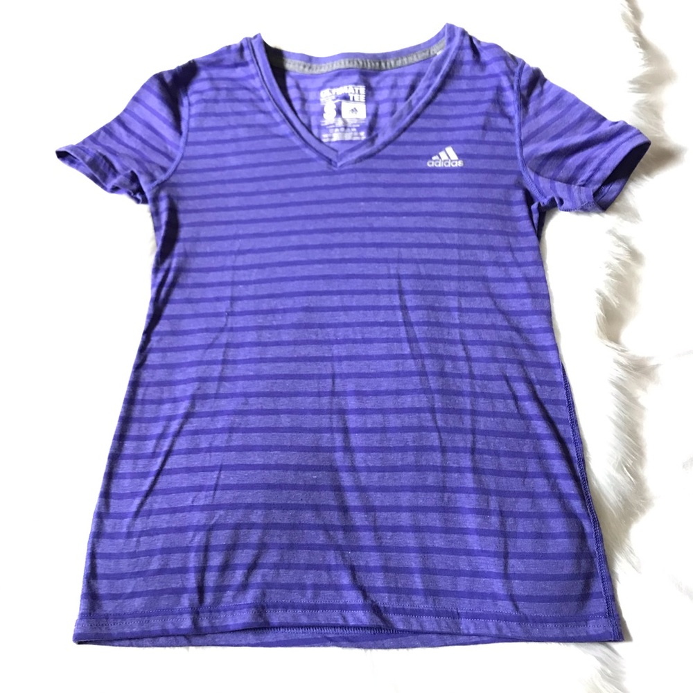 Adidas Climalite Ultimate V-Neck Striped Tee, S